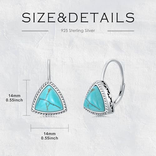 Boucles d'oreilles turquoise argent 925 leverback 10mm - 5