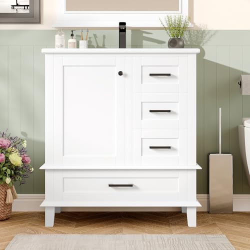 Struttura durevole e resistente: questo mobile da bagno realizzato con gambe in legno massello e materiale MDF testato per garantire stabilità e durata per un uso a lungo termine.