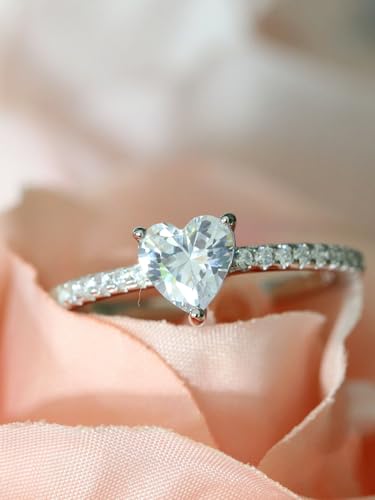 1pc High Sparkle White Love Heart Engagement Ring Wedding Band For Women Sterling Silver Promise Ring Eternity Ring Fine Jewelry Gift