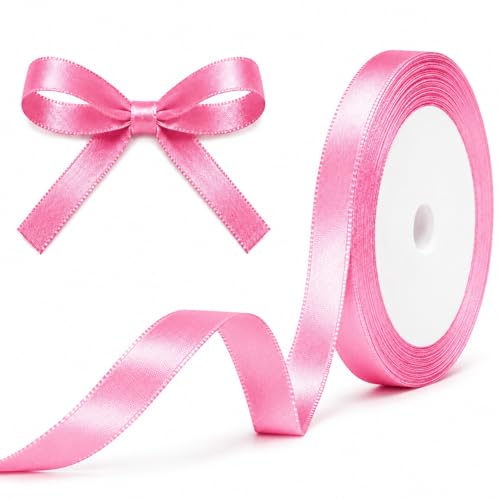 XEANCO 10mm Pink Satin Ribbon Polyester Ribbon Enhance Your Crafts & Celebrations Best for Gift Wrapping Decorations Wedding Car Ribbon Ribbons for Crafting & Bows