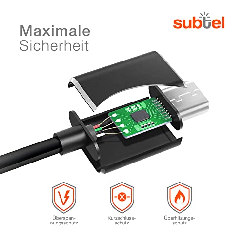 subtel USB Kabel 1.5m kompatibel mit Samsung YP-K3 YP-K5 YP-P2 YP-P3 YP-Q1 YP-Q3 YP-R1 YP-S3 YP-S5 YP-T10 YP-T9 MP3 Musik Player Ladekabel SUC-C2 24 Pin auf USB A 2.0 Datenkabel schwarz PVC