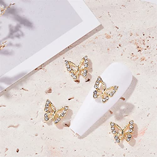 Butterfly Nail Charms For Acrylic Nails Gold Butterfly Nail Art Jewelry Gems 3D Metallic Butterflies Nail Rhinestones Shiny Butterfly Crystal Charms For Women Girls Nail Art Supplies Decoration 20Pcs #TOP4