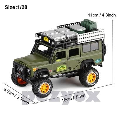 Image of 1:28 Scale Die-Cast Metal Camel Trophy Defender with 6 Openable Doors,Music,Lights & Pull Back Action (Red)