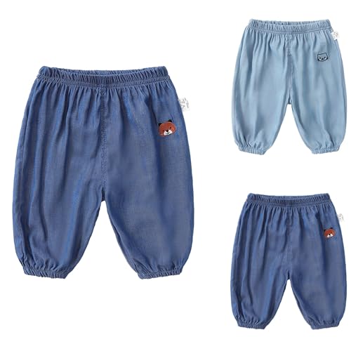 Toddler Baby Girls Baggy Jean Pants Elastic Waist Joggers Athletic Lightweight Demin Cute Bear Graphic Pants