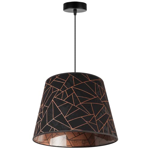 Light-Home Werona Elegant Hängelampe - Modern Deckenlampe für Wohnzimmer Schlafzimmer und Esszimmer - Pendelleuchte aus Metall mit Modern Lampenschirm - Schwarz-Kupfer - 26x35cm Light-Home Werona Elegant Hängelampe - Modern Deckenlampe für Wohnzimmer Schlafzimmer und Esszimmer - Pendelleuchte aus Metall mit Modern Lampenschirm - Schwarz-Kupfer - 26x35cm