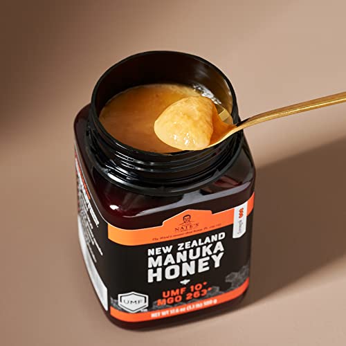 Nate's Manuka Honey Umf Certified 10+ | Mgo 263+ - New Zealand Manuka Honey - All-Natural Sweetener, 17.6 Oz Jar #TOP3