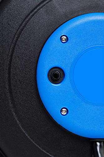CopperPeak 40 Foot Retractable Extension Cord Reel - Ceiling or Wall Mount - 12 Gauge - Blue and Black - Thumbnail 4
