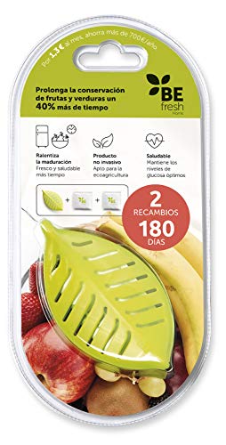 BEfresh HOME - Frutas y verduras FRESCAS durante un 40% más de TIEMPO | Para uso dentro y fuera de la nevera | Pack 6 Meses | 1 Recipiente + 2 Sachets | Made in Spain