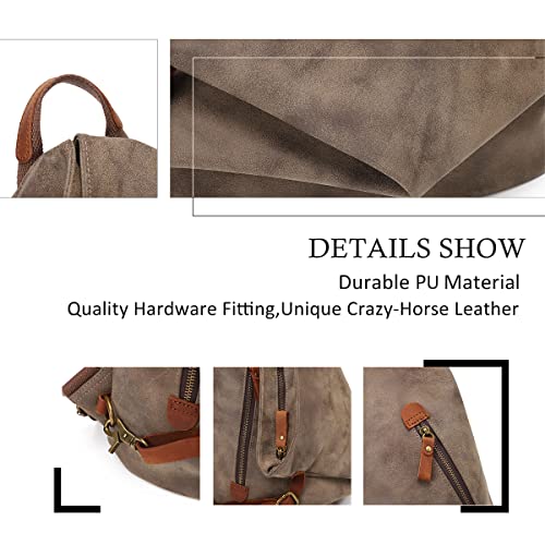 Image of KL928 PU Leather Vintage Backpack - Large Casual Daypack Outdoor Travel Rucksack Hiking Backpacks for Men Women