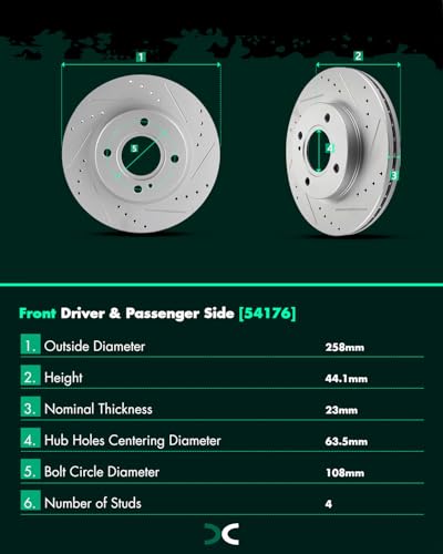 Image of SCITOO Front 10.16 inch Brake Pads and Rotors Kits Brakes Kit:54176;D1454-8653