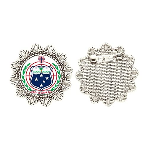 Broche de gancho de Samoa Oceanía regalo pin emblema nacional flor plata