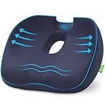 AUVON Innovation Donut Pillow Seat Cushions for Hemorrhoids with Scientific Centre Hole, Memory Foam Coccyx Cushion with U-Shaped Cutout for Tailbone Pain Relief, Navy Blue