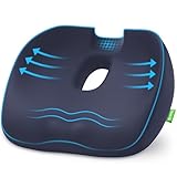 AUVON Innovation Donut Pillow Seat Cushions for Hemorrhoids with Scientific Centre Hole, Memory Foam Coccyx Cushion with U-Shaped Cutout for Tailbone Pain Relief, Navy Blue