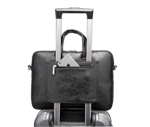 Kinmac 360° Protective Waterproof PU Leather Laptop Shoulder Messenger Sleeve Briefcase case Bag (13 inch-14 inch, Black PU)4