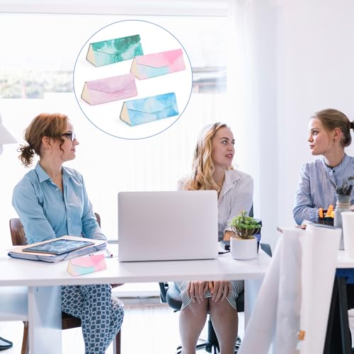 Image of 4 Pack Foldable Glasses Case with Cleaning Cloth, Collapsible Travel Sunglass Holder for Men Women
