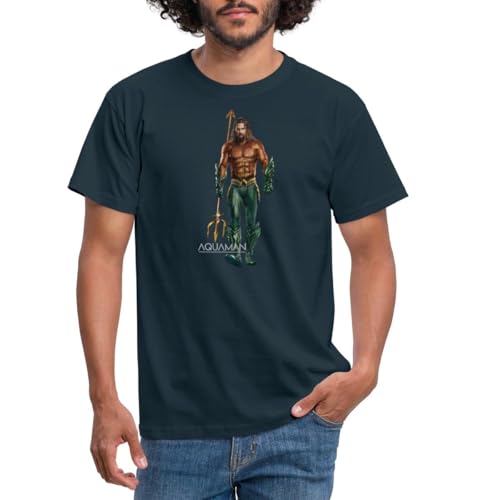 Spreadshirt Aquaman Movie Aquaman Portrait Men's T-Shirt, M, Navy