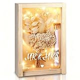 Hochzeitsgeschenke für Brautpaare, Geldgeschenk Hochzeit, Hochzeitsgeschenke, inklusive Getrocknete Blumen, Holzbox, Kunststoff Reagenzglas, Lichterketten, Hochzeitstag, Hochzeitsgeschenk Geld (Beige)