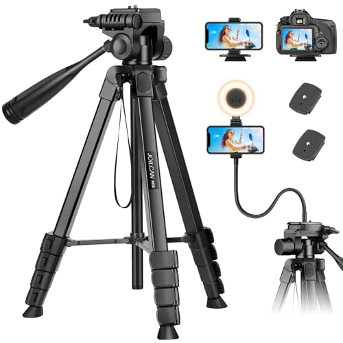 JOILCAN 206cm Trípode Cámara, Tripode para Movil de Aluminio con Soprtre de Teléfono y Control Remoto, Trípode Movil para iPhone, Ligero Trípode Camara Portátil para Nikon Canon Sony DSLR