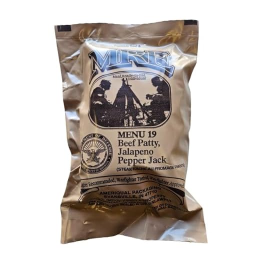 Genuine USGI Individual MRE [Meal, Ready to Eat] Inspection Date 01/2024 or Newer - You Choose Menu - Complete Ration with Entree, Snacks, Dessert, Drink Mix, Utensils, Condiments and FRH. (#19 Jalapeno Beef Patty)
