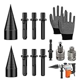 QINGYIWL Bohrkegel Holzspalter Bohrer 42mm + 32mm mit 7 Bohrgriffe, Brennholzspalter Bohrer Kegelspalter Brennholzbohrer Spalter Holz Spaltkegel für Bohrmaschine