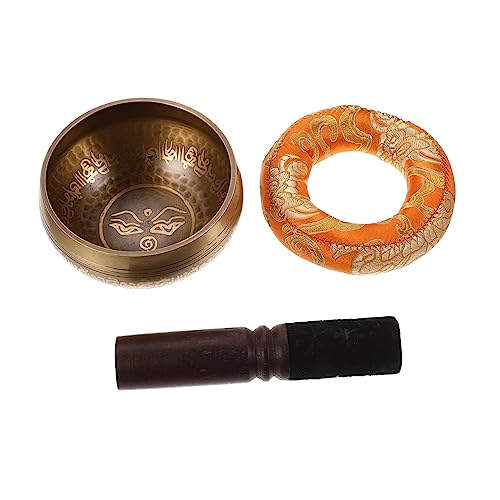 HANABASS 1Set Singing Bowl for Meditation with Mallet and Cushion for Yoga Relaxation Relief and Spiritual Practices