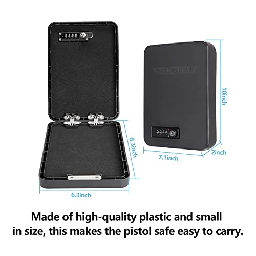 Adoreal Gun Safes For Pistols, Small Pistol Safe Handgun Portable Safe With 4 Digits Combination Lock For Gun Storage, Plastic Handgun Case For Car, Home, Travel #TOP5