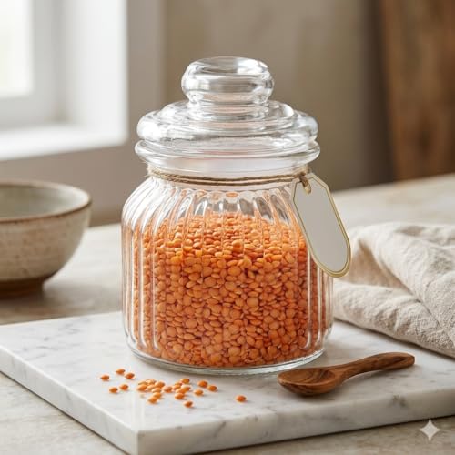 Image of Pure Source India Glass Storage Jar - 700 Ml, 1 Piece, Transparent for Coffee Station, Cookies, Kitchen, Bath bombs, multipurpose uses