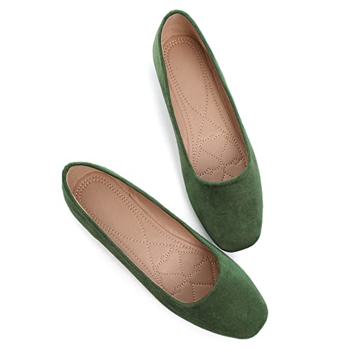 Image of ChaiRong Zhou Women Square Toe Ballets Flats Comfort Slip On Walking Shoes for Driving