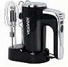 Batidora de mano eléctrica con pantalla LCD y base de almacenamiento | 5 velocidades y turbo, expulsión con un botón, 2 batidores, 2 ganchos para masa, 1 batidor de alambre, mezcladora de cocina para huevos, crema, masa, repostería 2