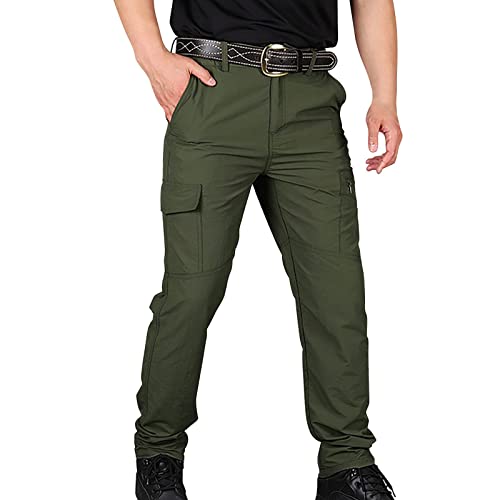 Generisch 2025 - Verano Secado Rápido Deportes al aire libre Montañismo Pantalones de trabajo impermeables para hombre Pantalones Bolsillos, verde, 3XL