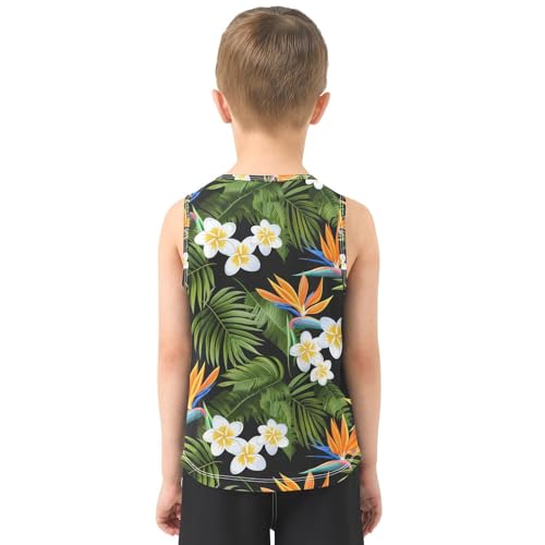 Plumerias Palm Leaves Black Boys Tank Tops Toddler Tank Top Shirts Undershirts Quik Dry for Boy,3T3
