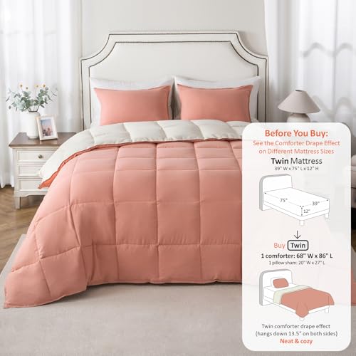 Image of KASENTEX Twin Comforter Set, Reversible, Goose Down Alternative, All Season