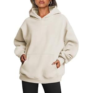 Famulily Ladies Oversized Hoodies Pullover Long Sleeve Sweatshirt Autumn Winter Thermal Fleece Tops with Pockets S-XL