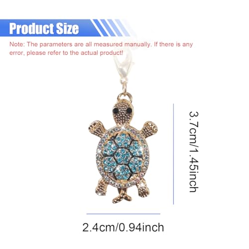 DEAELF Bling Turtle Car Hanging Ornament, Sparkling Rhinestone Pearl Car Rear View Mirror Charm, Double-Sided Funny Vehicle Interior Pendant Decoration Accessories for Most Cars (Blue)