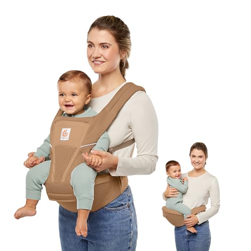 Image of Ergobaby Alta 2-in1 Hip Seat and Carrier - All-Position Breathable Mesh Baby Carrier for 4 Months to 48 Months (12lbs - 45lbs) - SoftFlex™ Mesh - Camel Brown