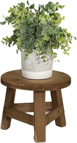 Soporte de madera para plantas de interior, taburete alto, soporte multifunción de madera para macetas, diseño de refuerzo, 3 puntos de apoyo, para jardinería, decoración de interiores, sala de estar