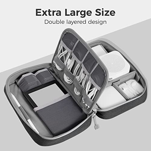 Pack All Electronic Organizer Plus, Larger Capcity Cable Organizer Bag, Shockproof Carrying Case, Portable Cord Travel Organizer Storage Bag For Cables, Chargers, Phones, Usb, Sd Cards(Black) #TOP1