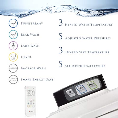 Lotus Smart Bidet ATS-1000R Purestream Function(Constipation Relief) Heated Seat With Remote Control, Temperature Controlled Wash, Warm Air Dryer, Easy DIY Installation, Made in Korea - Thumbnail 3