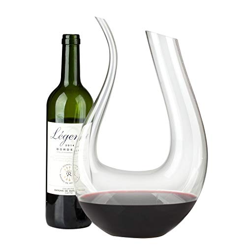 Smaier 1,5L Aerador de vinho clássico em forma de U, acessórios para vinho, 100% cristal sem chumbo,