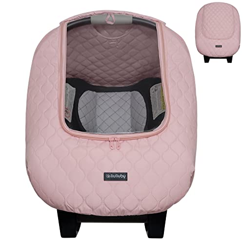 Image of liuliuby Baby Car Seat Weather Shield - Warm Quilted Winter Cover with Clear Window for Infant Carseat - Keeps Babies & Newborn Protected in Cold – Car Seat Cover for Boys & Girls (Pink)