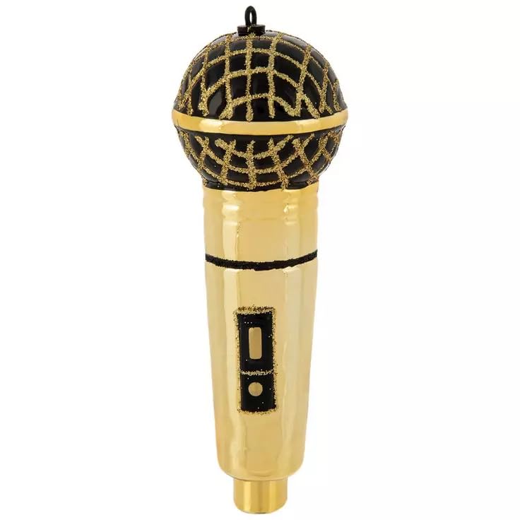 Gold Microphone Christmas Tree Ornament
