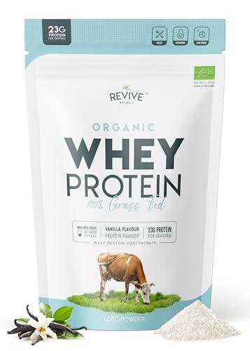 Organic Whey Protein Powder 400g (Vanilla Flavour) Grass Fed Organic Protein Powder by Revive Naturals