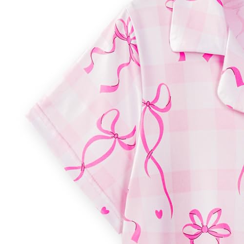 LQSZ Girls Pajamas Set Summer Girl Gifts Toddler PJs Short Sleeves Girls' Nightgowns & Sleep Shirts with Pocket 2-12 Years3