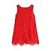 Mud Kingdom Toddler Girls Lace Dress Sleeveless Floral Elegant Solid Color Casual A-line Crew Neck Red 2T