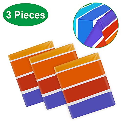 Phogary 3 Pack Rainbow Theme Tablecovers For Party Decoration, Disposable Plastic Rectangular Table Covers, Rainbow Parties Tablecloth Summer Beach Kids Birthday Cocktail Party Supplies thumb #2
