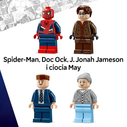 LEGO ǀ Marvel Spider-Man kontra Doc Ock — scena w metrze, zabawka dla dzieci do zbudowania, pomysł na prezent dla chłopców i dziewczynek od 9 lat, dla fanów pociągów i filmów o superbohaterach 76321