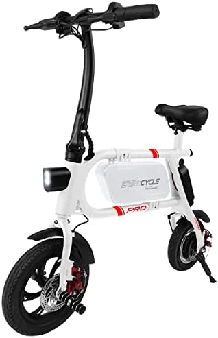 Swagtron Swagcycle Pro Pedal-Free App-Enabled Folding Electric Bike with USB Port to Charge on The Go, White