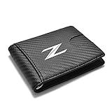 Nissan 370Z Logo RFID Blocking Black Slim Real Leather Carbon Fiber Patterns Bi-fold Wallet for Men Women