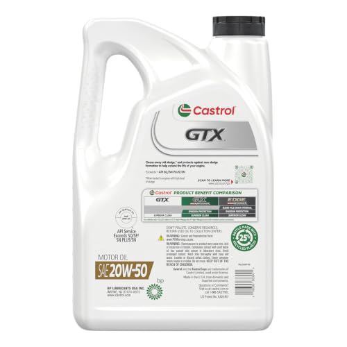 Image of Castrol 03095-3PK GTX 20W-50 Conventional Motor Oil - 5 Qt (Pack of 3)