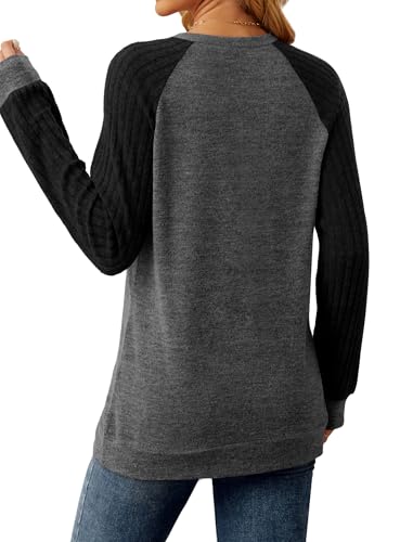 Image of Saloogoe Tunic Sweatshirts for Women Crewneck Lightweight Sweaters Raglan Long Sleeve Shirts Fall Fashion Tops 2026